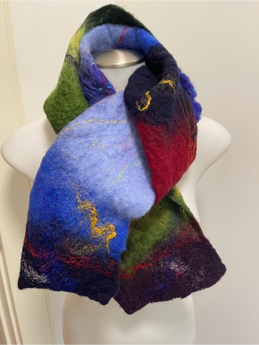 Colorful Hand-Felted Wool Scarf - Multi Color